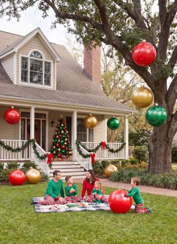 Minetom 25in Red Inflatable Christmas Ornament - Indoor & Outdoor PVC Ball