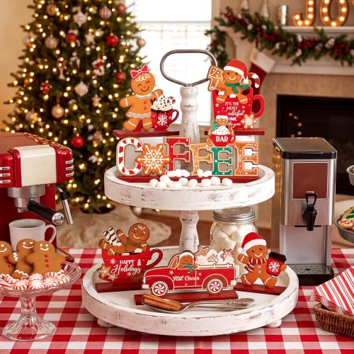 Qunclay 6-Piece Winter Holiday Coffee Table Decor Set – Festive Kitchen & Drink Station Accessories