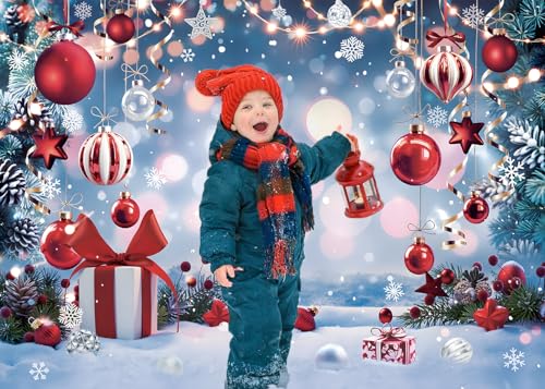 TENCOW 9x6FT Christmas Photo Backdrop Winter Wonderland Vinyl Backdrop 108x72 in