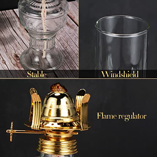 Vintage Kerosene Oil Lamps (Set of 2) - 13" Clear Glass Hurricane Lanterns