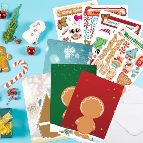 Ceiba Tree Gingerbread House Christmas Cards with Stickers, 20 Cards & Envelopes