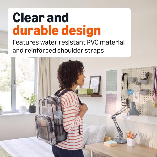 Clear School Backpack - Heavy-Duty Water-Resistant PVC (17x7x13 in)