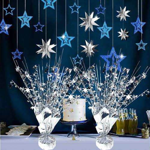 FUBININA Silver Birthday Table Centerpiece Metallic Foil Spray Party Decoration