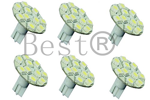 T10 Wedge Base LED Bulbs, 10 SMD 5050 Warm White, 6-Pack, 10-30V