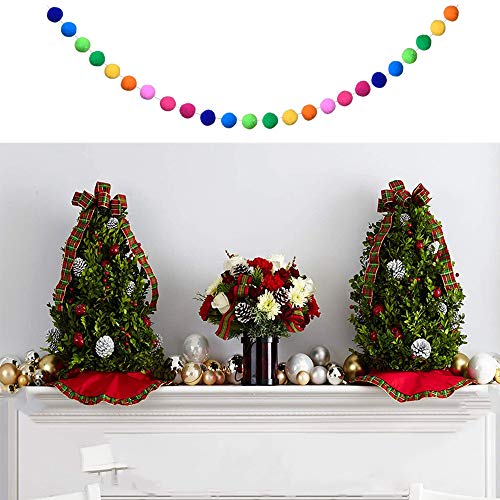 Colorful Pom Pom Ball Garland Set (5-Pack) - 6.5ft Rainbow Party Decor