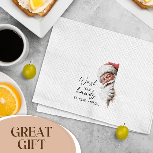 Qskjre Santa Claus Christmas Bathroom Towels - Funny Hand Towel, 16x24 Inch, Holiday Decor, Santa-1