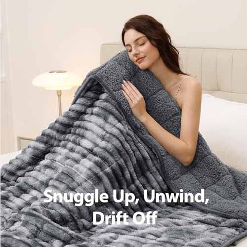 15 lbs Weighted Blanket, Reversible Sherpa Fleece Full Size 48x72