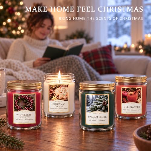 ECLAVIOS Holiday Christmas Scented Candle Gift Set - 4 Pack, Winter Scents