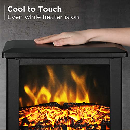 Compact Electric Fireplace Stove Freestanding Heater with Realistic Flame