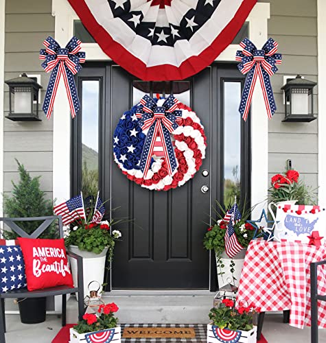 2-Pack Patriotic Wreath Bows - Red White & Blue 4th of July Decor