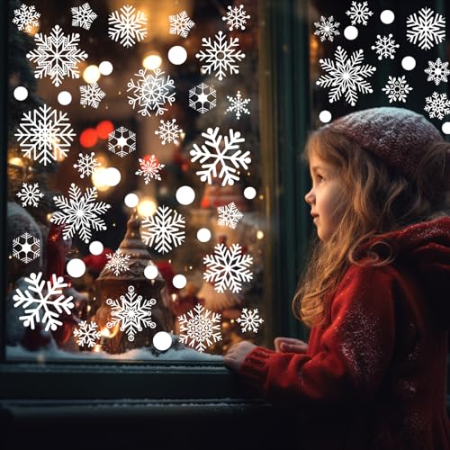 Double Sided Static Snowflake Window Clings Christmas Decorations 6 Sheets