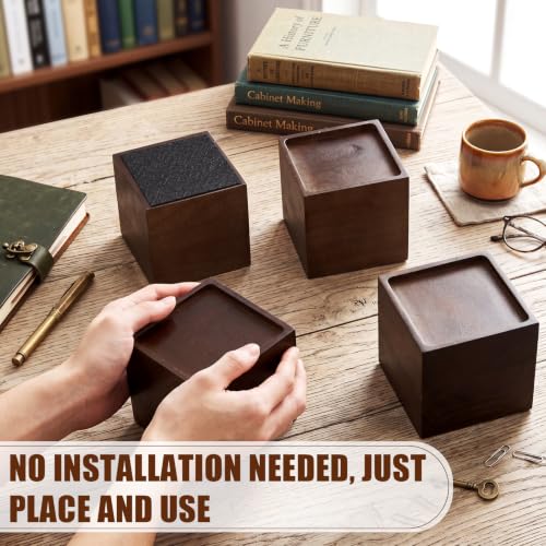 4-Inch Solid Wood Furniture Risers - Set of 4 for Bed, Sofa, Table