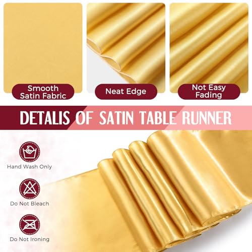 Breling Burgundy and Gold 16-Pack Tablecloths & Satin Runners Set - 54x108in Tablecloths, 12x108in Runners