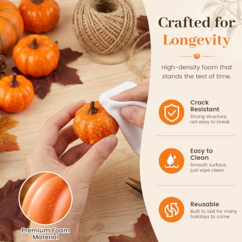 44-Piece Artificial Pumpkin and Maple Leaf Set for Fall Table Decor