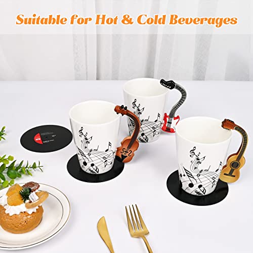 Maustic Red Guitar Mug - 13 Oz Music Gifts for Men Women with Vinyl Record Coaster