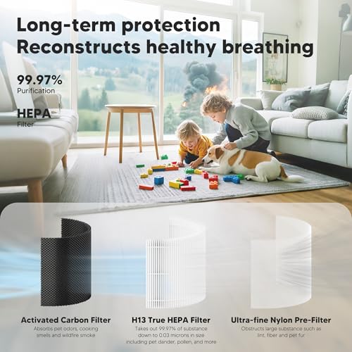 3-in-1 Replacement Air Purifier Filter with Activated Carbon 2-Pack