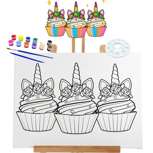 Unicorn Pre-Drawn Canvas Paint Kit - 8x10 DIY Craft for Adults and Teens