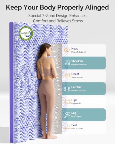 ChiXpace 4 Inch Queen Memory Foam Mattress Topper - Dual Layer Gel Pillow Top