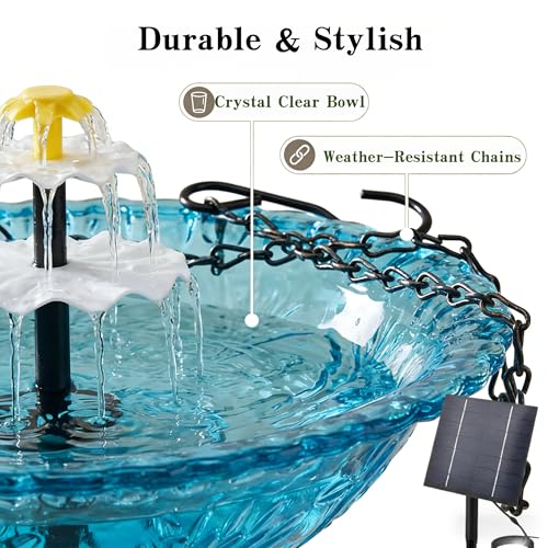 Hanging Solar Bird Bath Fountain - Cascading Outdoor Garden Water Feature