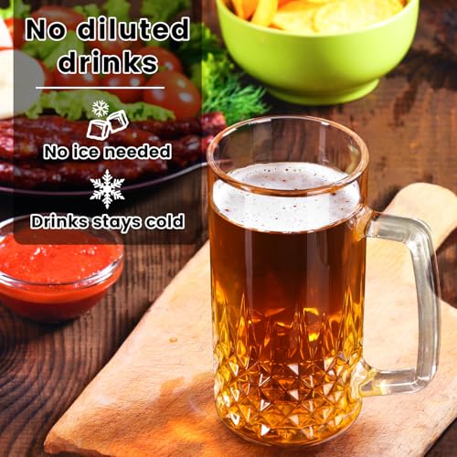 20 oz Double Wall Insulated Freezer Beer Mugs with Handles - 4 Pack