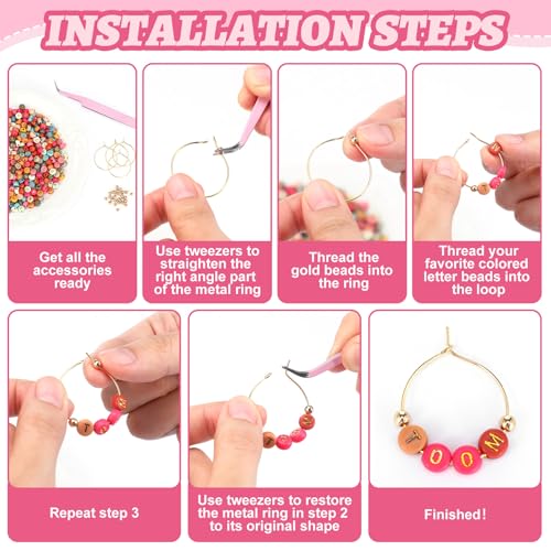 Personalized Wine Glass Charms Kit with Beads & Rings - DIY Party Accessories