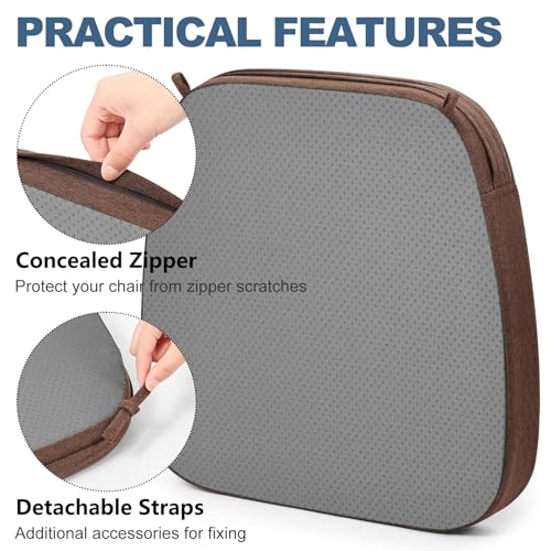 Non-Slip Dining Chair Cushions, 17x16 Inch Kitchen Chair Pads (4 Pack)
