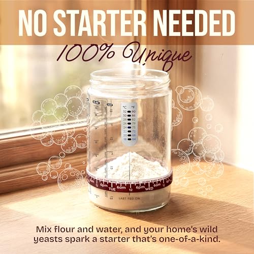 Sourdough Starter Jar Kit 34oz Wide Mouth Glass Crock with Dual Lids and Tools
