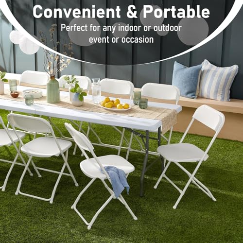 6ft Portable Folding Table, Heavy-Duty HDPE Utility Table with Carry Handle
