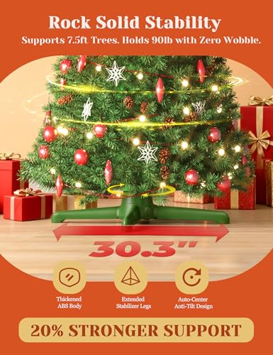 360° Rotating Christmas Tree Stand with Remote Control, Adjustable for 7.5ft Trees