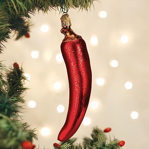 Old World Christmas Red Chili Pepper Glass Ornament – Handcrafted Holiday Decoration, Pepper Variation