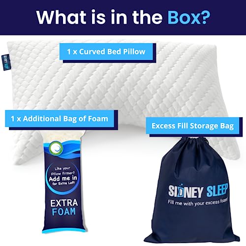 Sidney Sleep Adjustable Curved Memory Foam Pillow for Neck Support - Queen