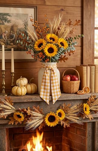 Pumpkin Spice Orange Gingham Wreath Sash - 5.12" x 54" Fall Decor