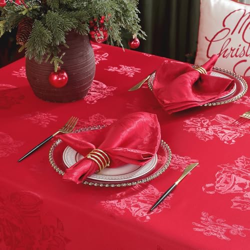 SASTYBALE Red 20x20 in Set of 4 Christmas Damask Jacquard Cloth Napkins