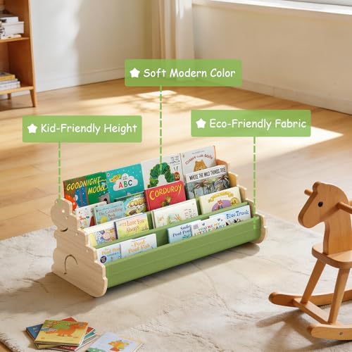 4-Tier Montessori Kids Bookshelf - Wooden Toddler Book Storage Display