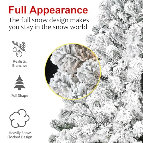 4FT Flocked Artificial Christmas Tree with Snowy Look, Unlit, Premium PVC Branches, Metal Stand for Indoor Holiday Decor