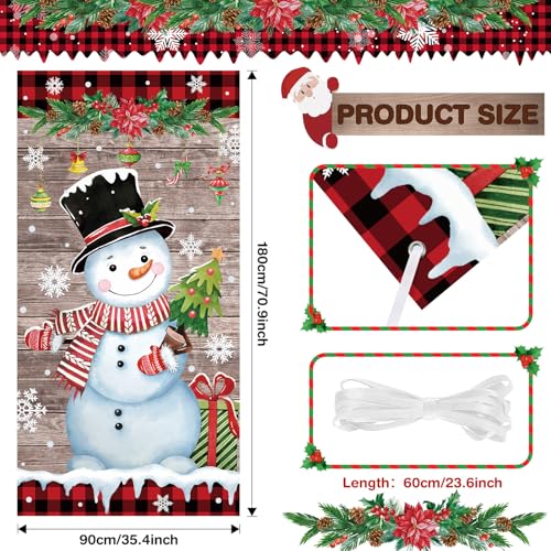 Christmas Snowman Door Cover 6x3 ft - Tiamon 35x71 Inch Party Decor