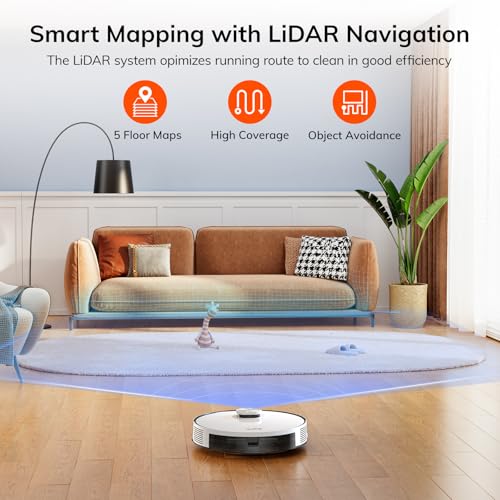 Robot Vacuum with LiDAR Navigation, 10000Pa Suction, and App Control