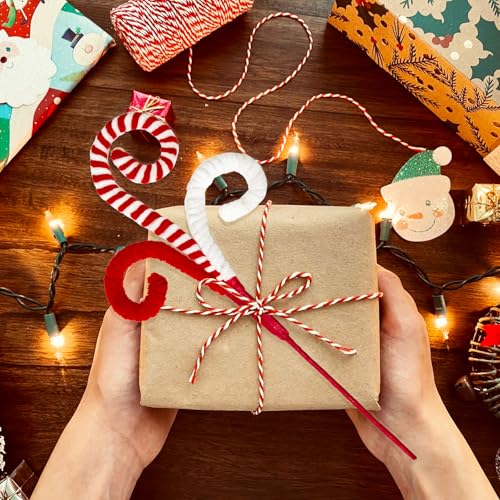Cherica Red Candy Cane Christmas Decorations - 6 Pcs 17-Inch Tree Picks for Holiday Decor