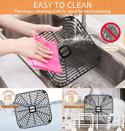 8.9-Inch Square Air Fryer Grill Pan - Non-Stick Crisper Plate for 6 QT
