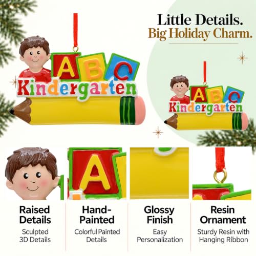 Custom Kindergarten Boy Christmas Ornament - Personalized School Gift 2026 | MAXORA
