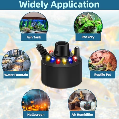 Ultrasonic Mist Maker with 12 LED Lights - Indoor Pond Fogger for Decor