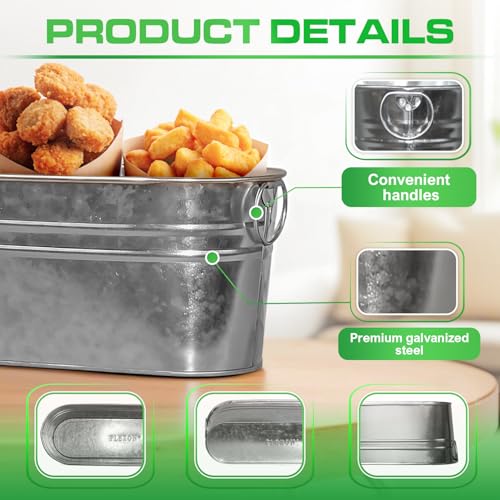 Plexon Small Galvanized Tub with Handles - 12 Inch Oval Planter (Variation 6)