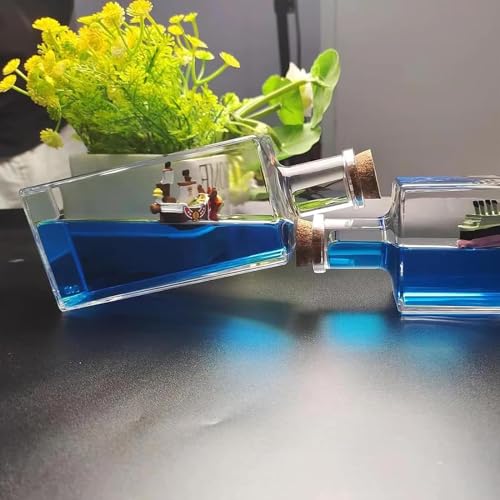 Unsinkable Anime Ship in a Bottle Liquid Motion Desk Ornament