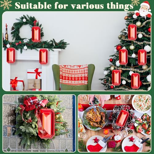Syhood 9.5 Inch Red Rectangle Jewel Ornament for Christmas Tree, Festive Decor