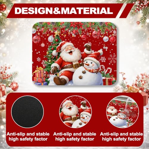 TUNSEZ Christmas Santa Snowman Dish Drying Mat 18x24 Inch Holiday Kitchen Decor