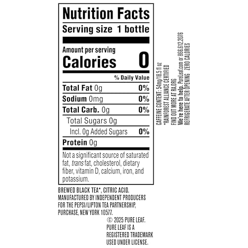 Unsweetened Real Brewed Iced Tea, Zero Sugar, 18.5 oz Bottles (12 Pack)