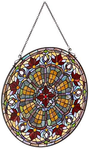 Stained Glass Window Panel - 24-Inch Multi Color Design