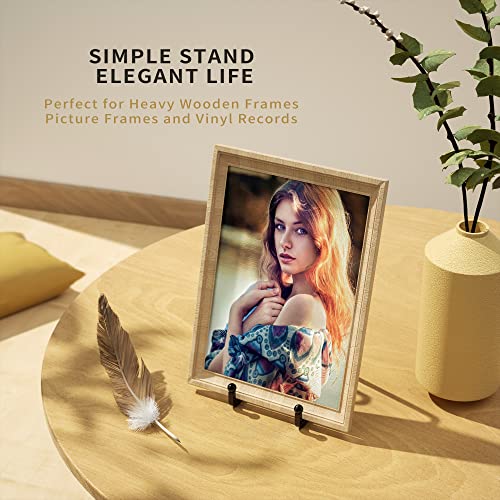 6-Inch Metal Square Picture Frame Easel Stands, Matte Black (2 Pack)