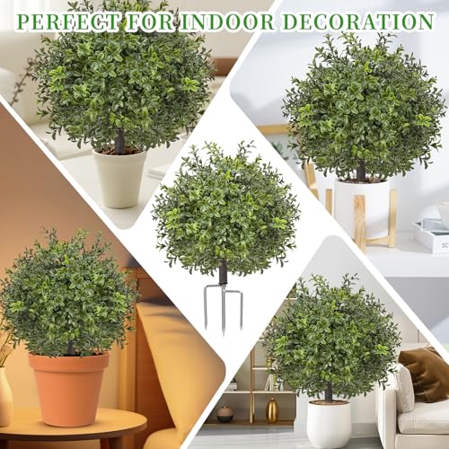 24-Inch Artificial Boxwood Topiary Tree - UV Resistant Outdoor Set of 2