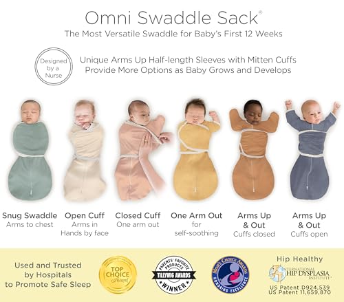 SwaddleDesigns 6-Way Omni Swaddle Sack - Arms Up Convertible Newborn Sleep Sack